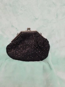 Vintage Bags by Josef Hand Beaded Clutch Hand Bag Black Japan - Picture 1 of 11