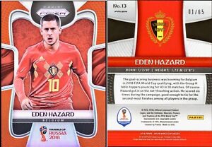 2018 Panini Prizm World Cup Eden Hazard SP Orange Prizm /65 Belgium #13