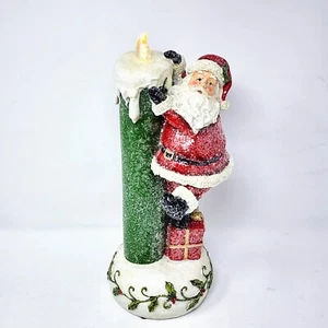 VALERIE PARR HILL Estatuilla de Papá Noel ILUMINADA 11" Vela de Navidad Sin Llama NUEVA - Imagen 1 de 9