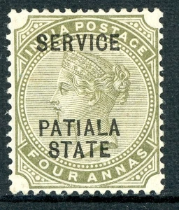 India Británica 1891 Patiala QV 4a Verde Oliva Scott #O13 Como Nuevo N770 - Imagen 1 de 6