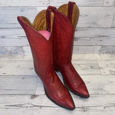 Vintage Nocona Boots Womens 8 Red Leather Western Cowgirl Festival Pointed Dance - Image 1 of 4