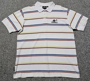 Vintage Guinness Polo T-shirt White Striped (J) - Picture 1 of 6