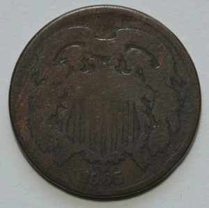 1864 Copper Two Cent Piece - AG - Picture 1 of 2
