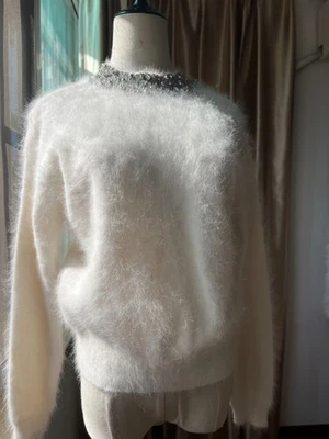 Suéter de angora para mujer mezcla de punto jersey esponjoso difuso súper suave pulóver Prendas para el torso Foto 1 de 4