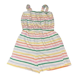 Old Navy Girl’s White Multicolor Stripes Cotton Romper Size 4T Girl - Picture 1 of 6