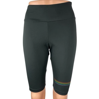 NEW Adidas Black Gay Pride Mid Rise Activewear Training Workout Biker Shorts XS - Image 1 of 4