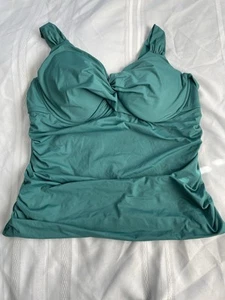 Camiseta de baño Tankini Anne Cole VERDE OCÉANO talla grande con aros delantero torcido, talla 24W - Imagen 1 de 5