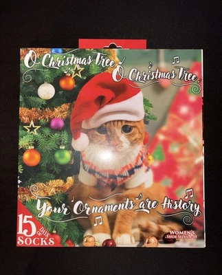 15 Days of Cat-Themed Socks Advent Calendar (Women's Size) Christmas Gift-NEW - Image 1 of 4