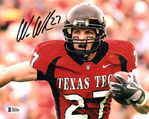 Wes Welker Autogramm Texas Tech 8x10 Beckett Authenticated - Bild 1 von 1
