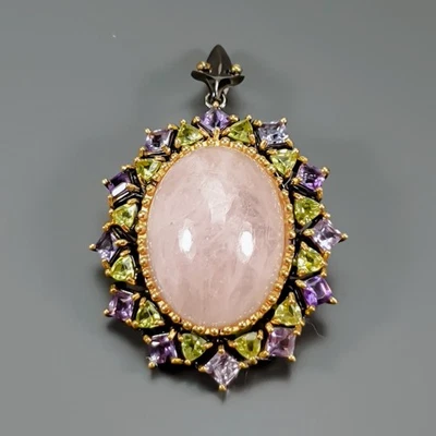 Handmade 32ct+ Natural Morganite Pendant 925 Sterling Silver  /NP50995 - Image 1 of 4