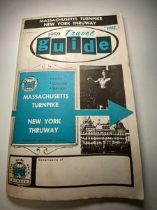 Folleto de mapas de guía de viaje de Massachusetts Turnpike 1959 y New York Thruway de colección - Imagen 1 de 20