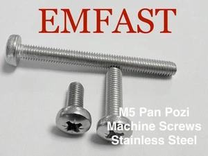Metric 5mm Pan Pozi Machine Screws Stainless Steel Dome Head Bolts m5 Screw - Picture 1 of 1
