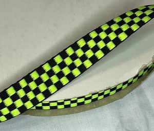 50 YDS CHARTREUSE CHECKERBOARD WOVEN FABRIC RIBBON 5/8" wide - Picture 1 of 1