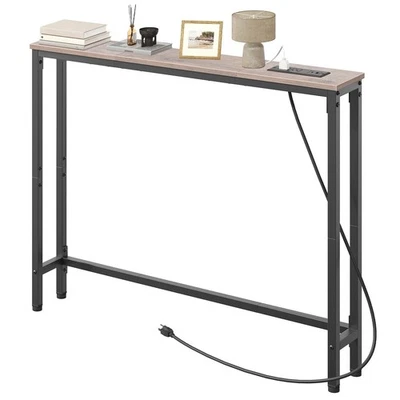 Mesa consola estrecha de 39,4 pulgadas con tomas de corriente, sofá lateral delgado de 5,9 pulgadas... Foto 1 de 4