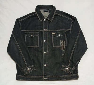 Vintage Roca Wear Denim Jacket XL / XXL Black Jean Jacket Y2K Hip-Hop Very Nice - Image 1 of 4