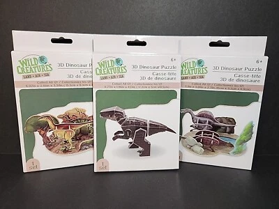 Wild Creatures 3D Dinosaur Puzzles - Lot of 3, Cardboard Construction, Ages 6+ - Image 1 of 4