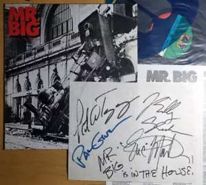 EX All Members' Autograp / MR. Big - Lean Into It [ 1991 Korea Orig 1st Vinyl ] - Picture 1 of 4