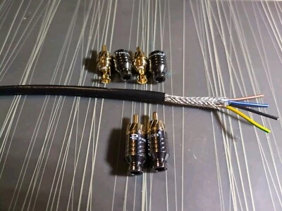 DIY Interconnects RCA Cables, Solder Yourself Old School 4*Connectors & Cable - Image 1 of 4