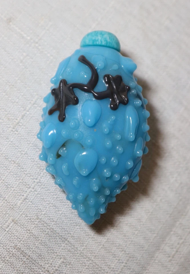 Botella de tabaco rara antigua soplada a mano china de vidrio azul fruta amazonita piedra Foto 1 de 4