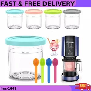 4 Pack Ice Cream Tubs for Ninja Creami, Stackable Ice Cream Pints Container C... - Picture 1 of 9