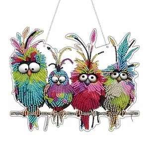 "Colorful Beaded Bird Wall Hanging Decor – Sparkling Handmade Ornament for Home, - Picture 1 of 11