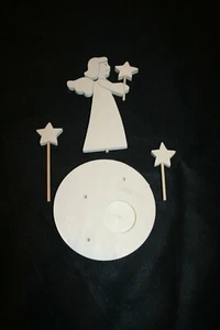 Teelichthalter Holz, bemalen, roh, Engel, Stern, Sterne Weihnachten, Teelicht - Bild 1 von 3