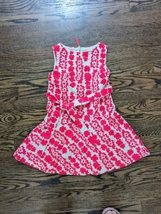 J Crew CREWCUTS Dress Ivory Pink FloralPattern Drop Waist Size 5 Belted - Picture 1 of 5