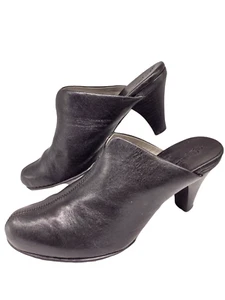 Born Crown Pinto Black Leather Mules Clogs 3" heel W31232 Size 9/40.5 VERY NICE! - Picture 1 of 6