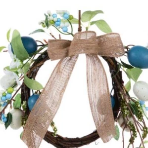 CLEARANCE 11” Spring Easter Egg Wreath Door Greeter Wreath Door Hanger - Picture 1 of 2