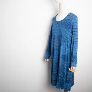 GUDRUN SJODEN Women's Blue Floral Geometric Lyocell Long Dress Size M - Picture 1 of 6