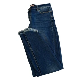 JUICY COUTURE Distressed Skinny Jeans Raw Frayed Hem Sz 8 Blue Y2K Vibe - Picture 1 of 13