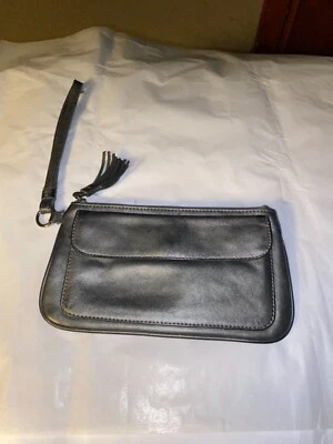 BOLSO DE MANO ESTILO CLUTCH GRIS CUERO GENUINO LOFT ANN TAYLOR DE ALTA CALIDAD PEQUEÑO Foto 1 de 4
