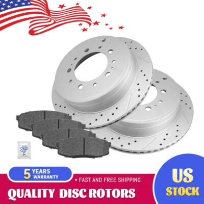 Rotores de disco perforados traseros y almohadillas de cerámica para Toyota Tundra Sequoia Lexus LX570 Foto 1 de 4