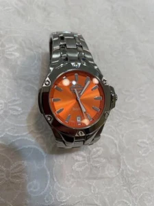 BULOVA HARLEY DAVIDSON Quartz Date Men's Wristwatch SS Orange dial Used - Picture 1 of 6