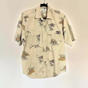 Vintage 80s cargo baggy button up elephant safari shirt M Diane von Furstenberg - Picture 1 of 7