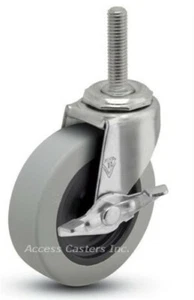 3STCUSB-532 3" Swivel Caster w/ Brake, Polyurethane, 5/16-18 x 3/4 Threaded Stem - Picture 1 of 1