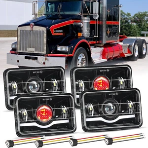 4x 4x6" LED Headlights Hi-Lo Beam H4656/4651 For Kenworth Peterbilt 357 379 378 - Bild 1 von 15