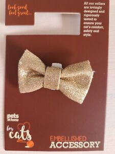 CHRISTMAS 🎄 PET ACCESSORIES bnwt Gold Bow For Cat 🐈 Or Small Dog