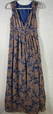 H&M MAMA Maternity Maxi Dress Blue Floral Sleeveless Small Empire Waist Pre-Own - Image 1 of 4