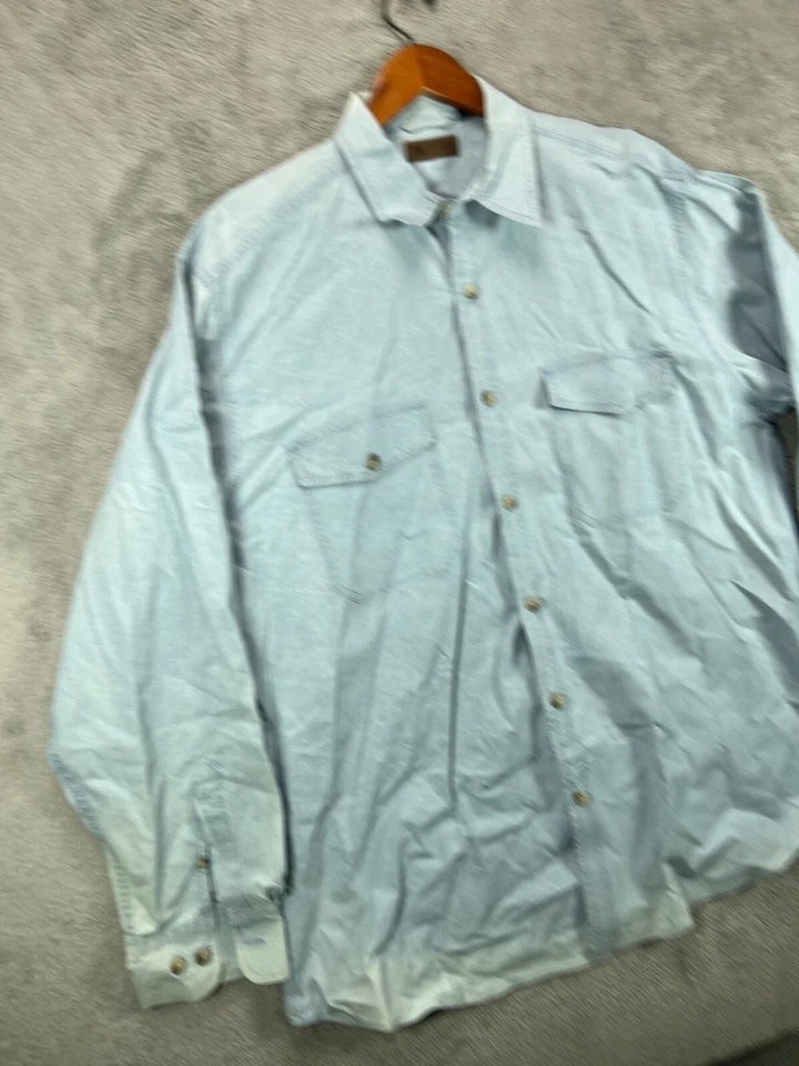 Camisa vaquera vintage años 90 para hombre alta XL azul claro abotonada manga larga descolorida gloria Foto 1 de 4