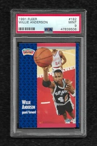 1991 Fleer #182 Willie Anderson PSA 9 como nuevo Pop 1 solo 1 Spurs Georgia superior - Imagen 1 de 1