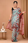 Buy Floral Print Mulmul Cotton Saree Dress | Dabu Hand Block Print | Geometrical