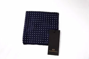 Fazzoletto da taschino quadrato in seta moda di Farrell - blu e bianco a pois - Foto 1 di 1