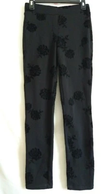 Style & Co Women's XS Mid Rise Comfort Waist Black Floral Ponte Knit Leggings - Image 1 of 4