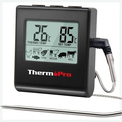 TP16 Digital Fleischthermometer Grillthermometer Timer Ofenthermometer schwarz - Bild 1 von 2