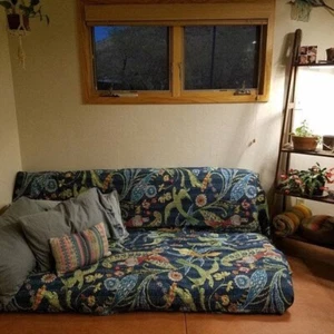 Colcha edredón Kantha de algodón hecho a mano indio con estampado de pájaros azules - Imagen 1 de 6
