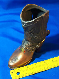 Heavy Brass Bronze Cowboy Boot Rio Vista Gift Shop Souvenir VTG Paducah,Kentucky