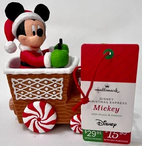 Hallmark Disney Christmas Express Mickey con música y movimiento nuevo con etiquetas - Imagen 1 de 5