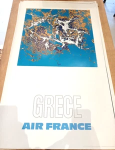 AVIATION AFFICHE AIR FRANCE ILLUSTRE PAGES 60x100cm ANNEES 70/80 GRECE - Picture 1 of 1