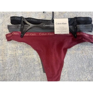 Calvin Klein Damen einfarbig Baumwolle Tangas Höschen Unterwäsche 3er Pack Large - Bild 1 von 3